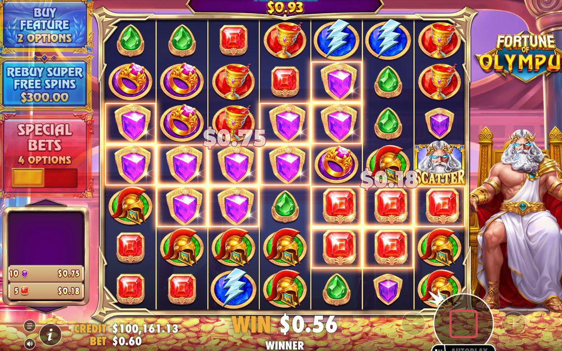 Base Game grid with a cluster of matching symbols