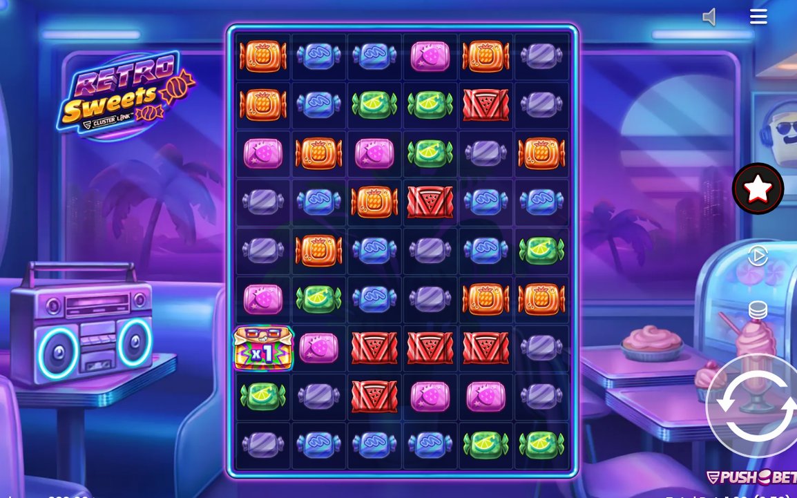 Base Game Cluster Link grid with a candy cluster forming